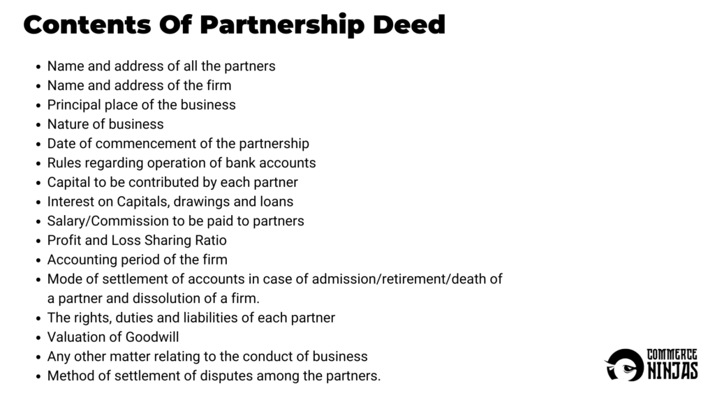 contents of partnership deed graphic commerceninjas