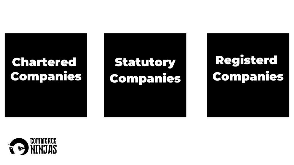 chartered companies. statutory companies, registered companies