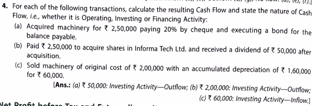 question 5 solution cash flow statement TS Grewal