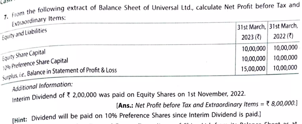 question 7 solution cash flow statement TS Grewal