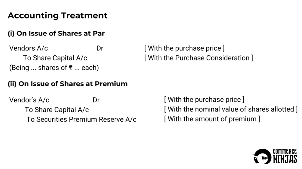 accounting treatment on issue of shares 