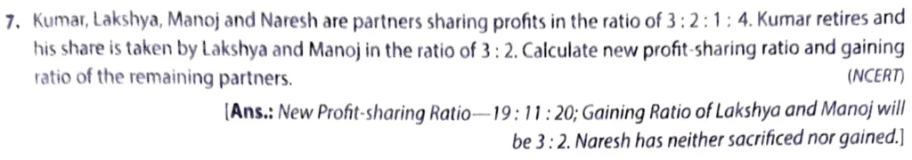 Question 7 TS Grewal solutions Retirement of a partner